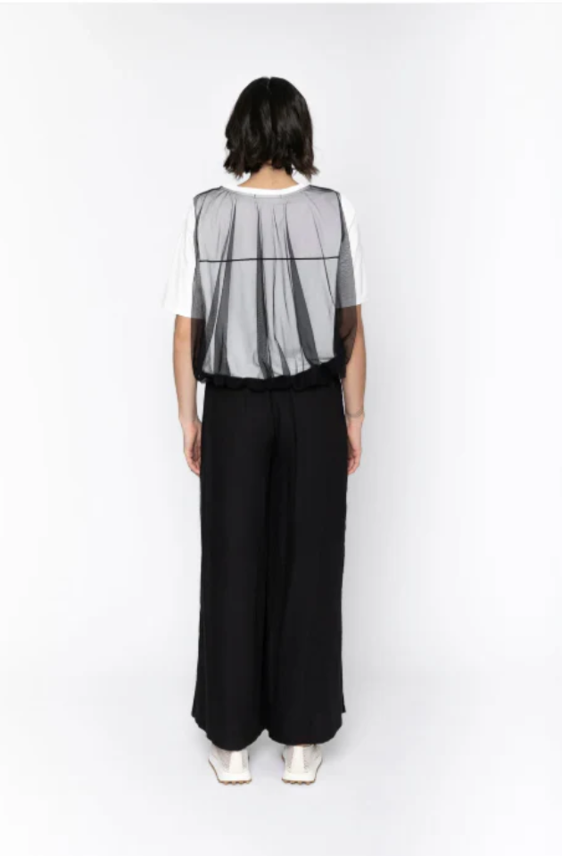 BLACKLIST ERICA TOP - WHITE + BLACK MESH