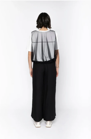 BLACKLIST ERICA TOP - WHITE + BLACK MESH