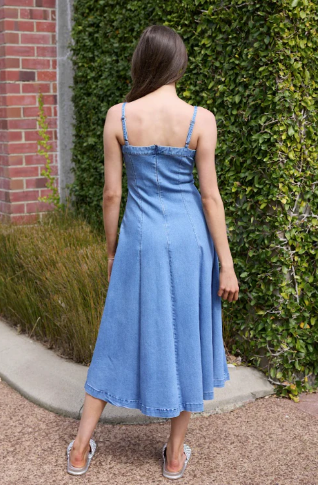 AUGUSTINE ALAIA DENIM MIDI DRESS - DENIM   COMING SOON / PRE-ORDER