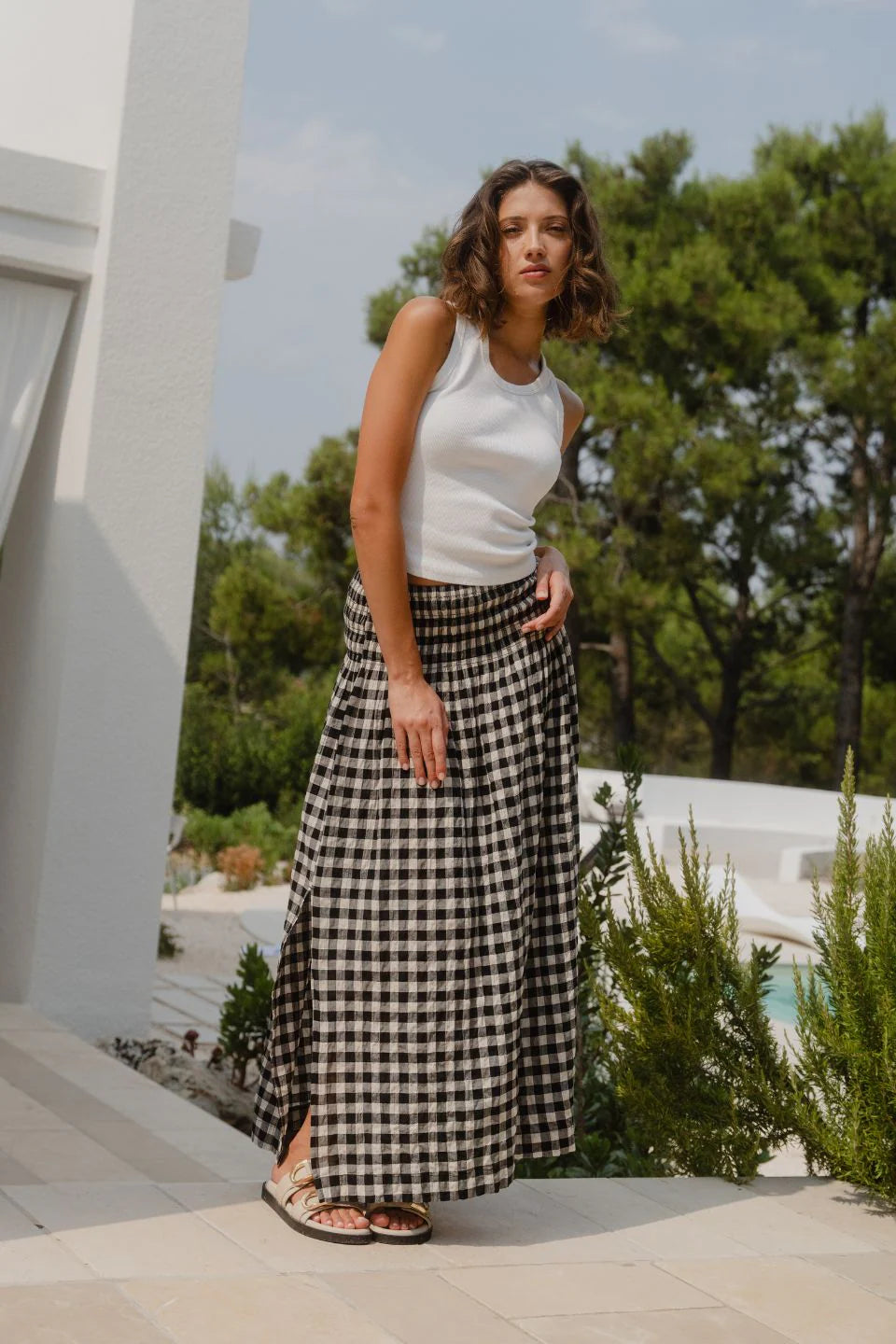 IVY & JACK CHEERFUL MAXI SKIRT - BLACK GINGHAM