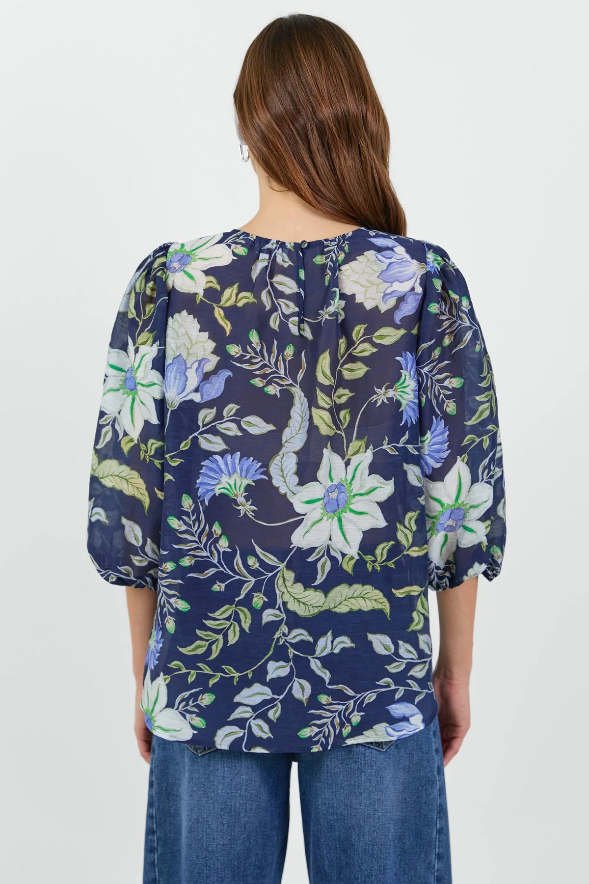 IVY & JACK SINCERE MID SLEEVE TOP - INK BOTANICAL