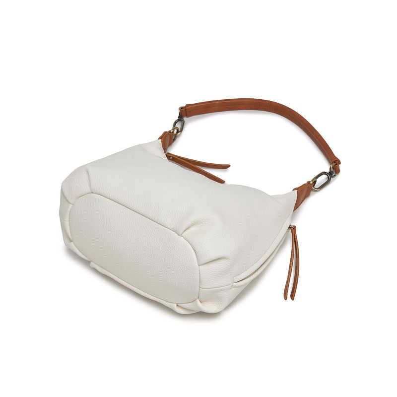 BLACK CAVIAR BAGS - CAREY SHOULDER BAG - WHITE & TAN