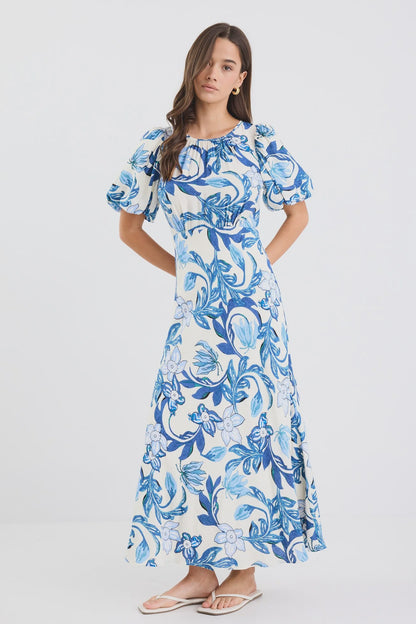 STORIES BE TOLD STAGE FLOATY MAXI DRESS - BLUE FLORAL