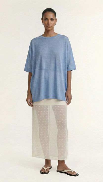 STAPLE THE LABEL ORLA KNIT TEE - DUSTY BLUE