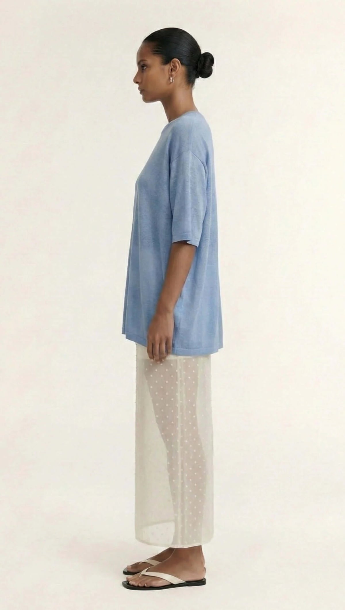 STAPLE THE LABEL ORLA KNIT TEE - DUSTY BLUE