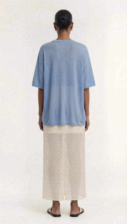 STAPLE THE LABEL ORLA KNIT TEE - DUSTY BLUE