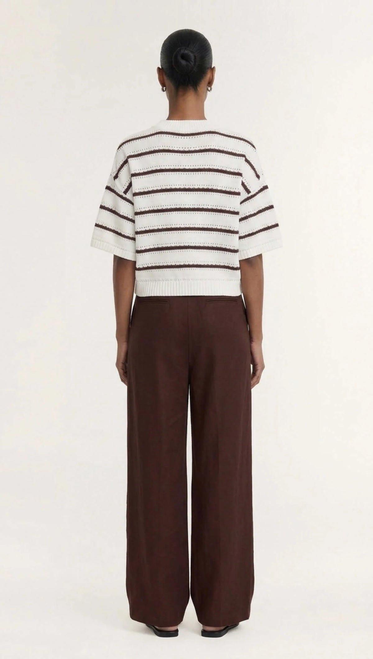 STAPLE THE LABEL PILLAR STRIPE KNIT TEE - BROWN/WHITE STRIPE