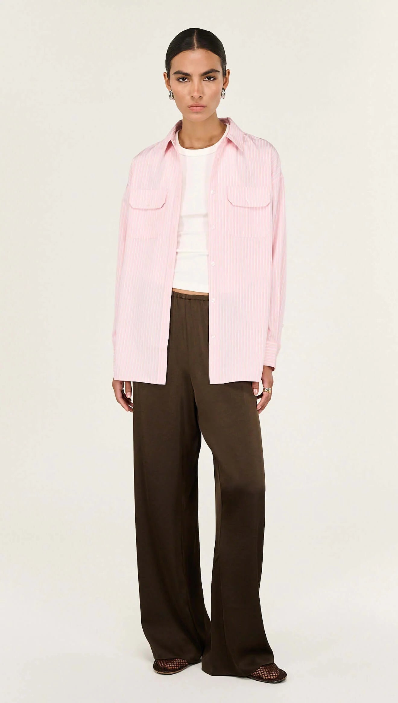 STAPLE THE LABEL LINA SHIRT - PINK STRIPE