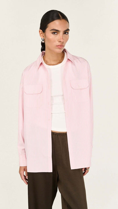 STAPLE THE LABEL LINA SHIRT - PINK STRIPE
