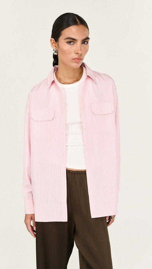 STAPLE THE LABEL LINA SHIRT - PINK STRIPE