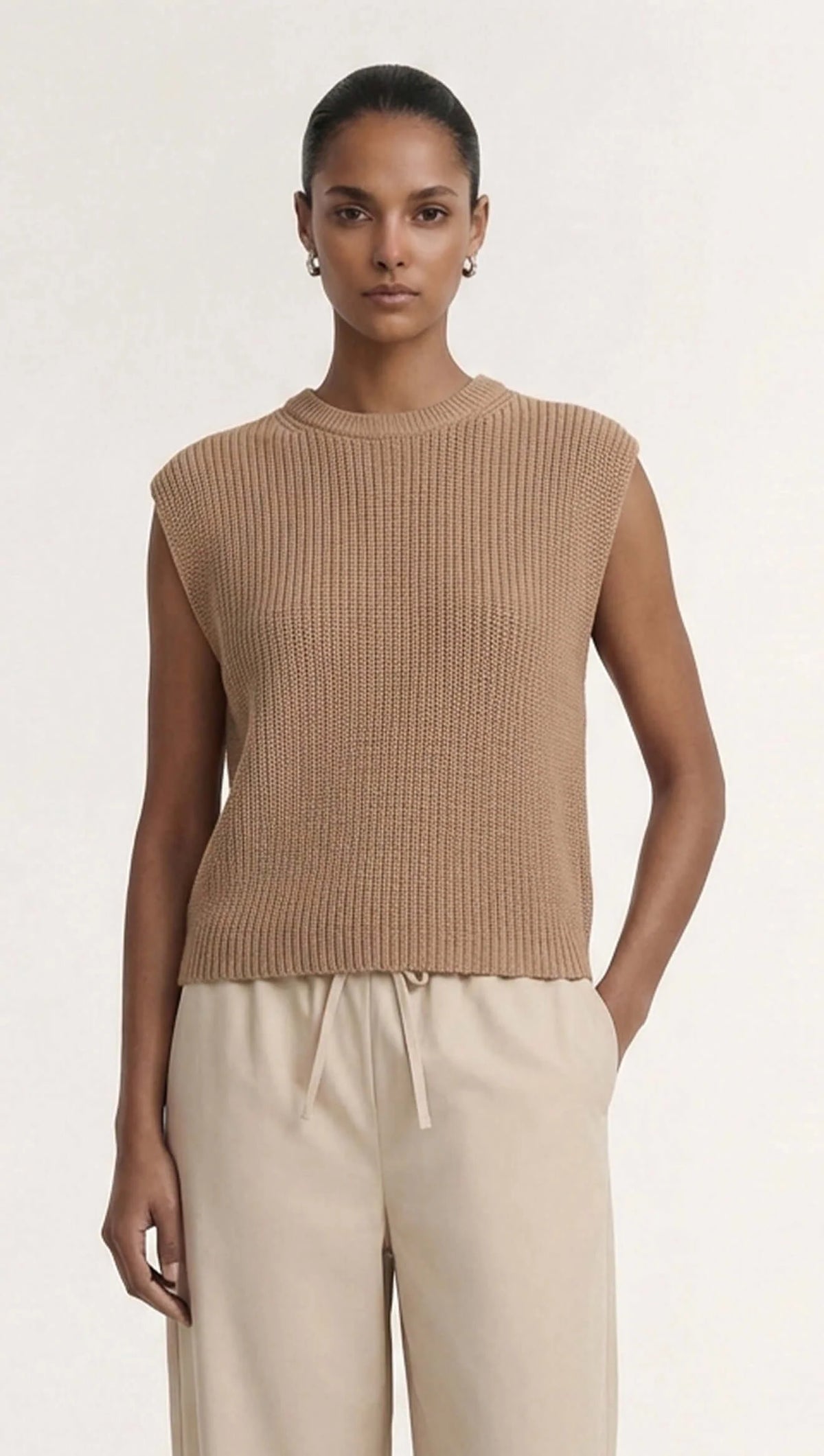 STAPLE THE LABEL ELLIS KNIT TANK - TAUPE