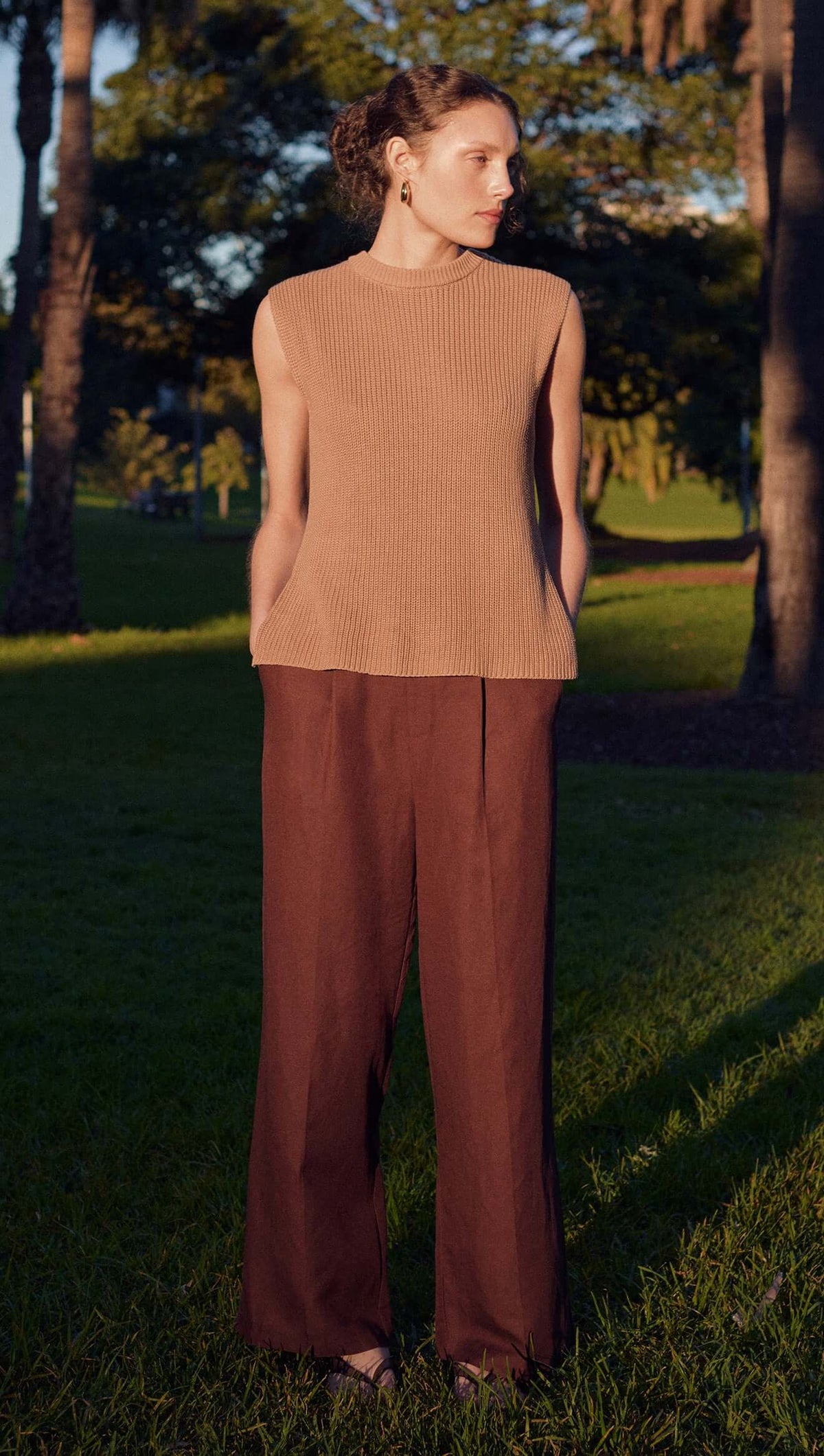 STAPLE THE LABEL ELLIS KNIT TANK - TAUPE