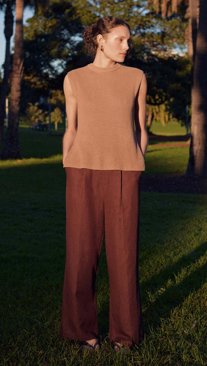 STAPLE THE LABEL ELLIS KNIT TANK - TAUPE