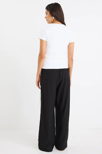 STORIES TO BE TOLD TOWNIE WIDE LEG PANTS - BLACK MATTE