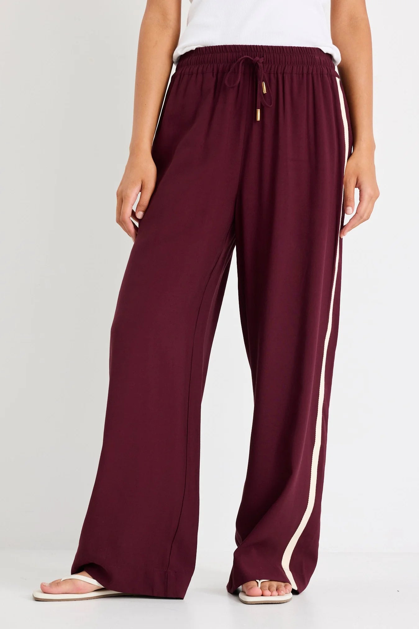 STORIES TO BE TOLD TOWNIE WIDE LEG PANTS - BURGUNDY