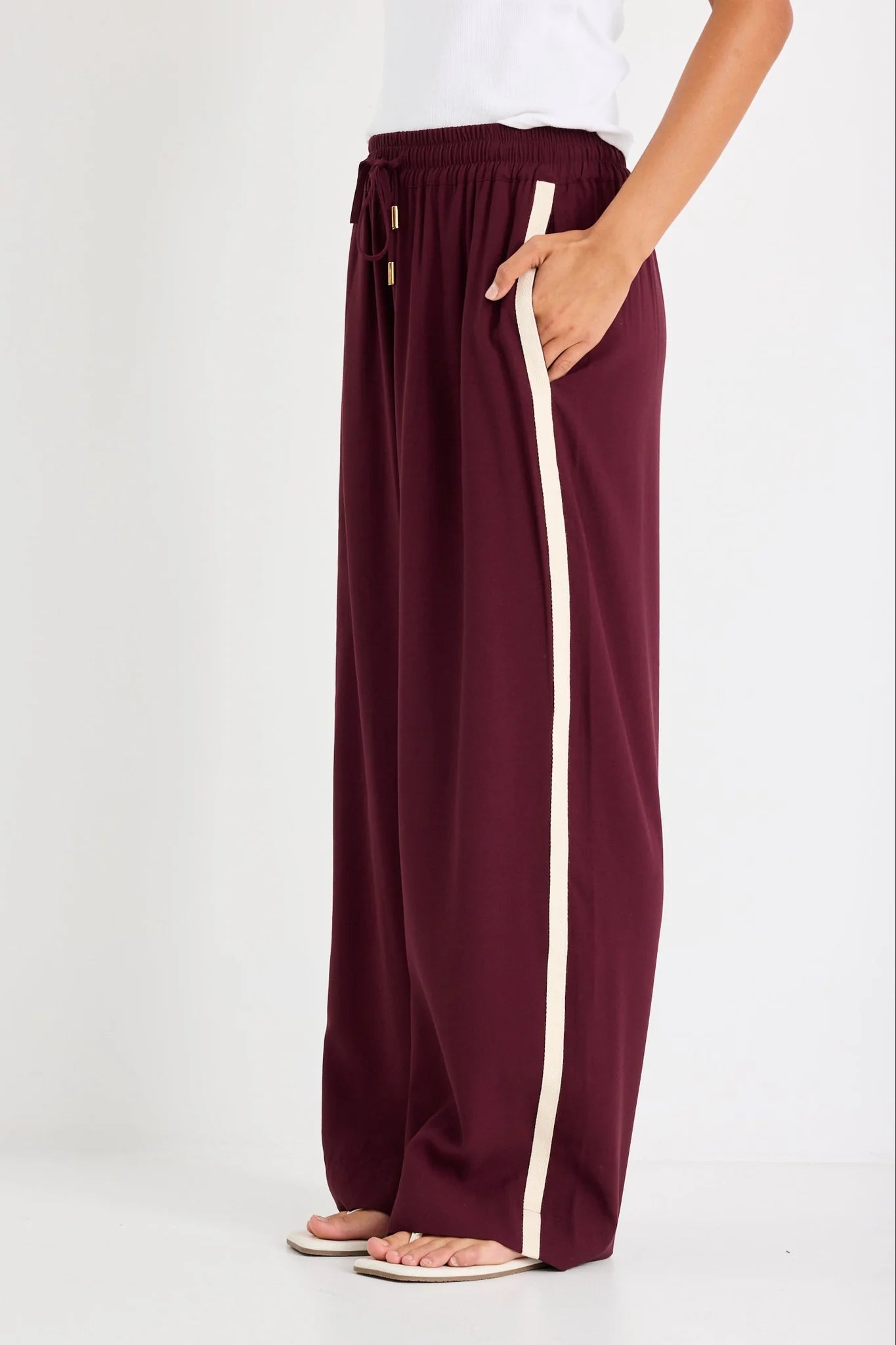STORIES TO BE TOLD TOWNIE WIDE LEG PANTS - BURGUNDY