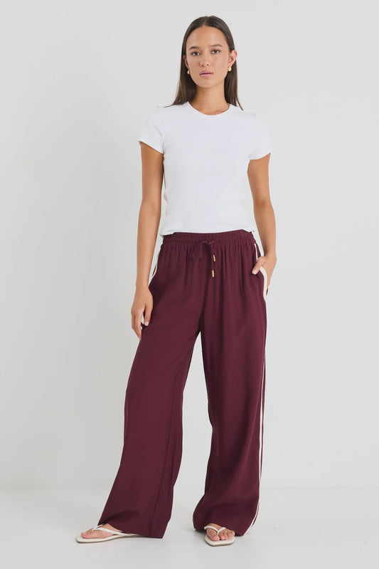 STORIES TO BE TOLD TOWNIE WIDE LEG PANTS - BURGUNDY
