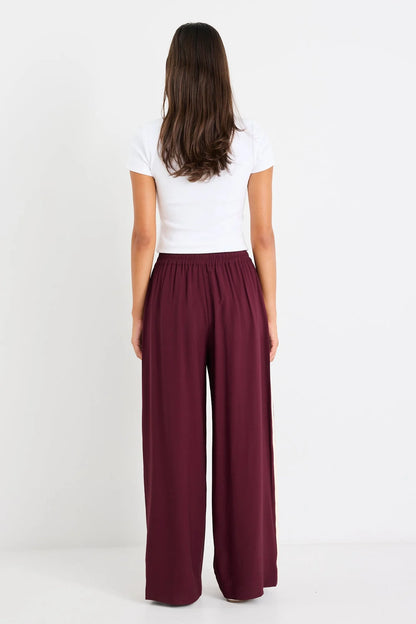 STORIES TO BE TOLD TOWNIE WIDE LEG PANTS - BURGUNDY