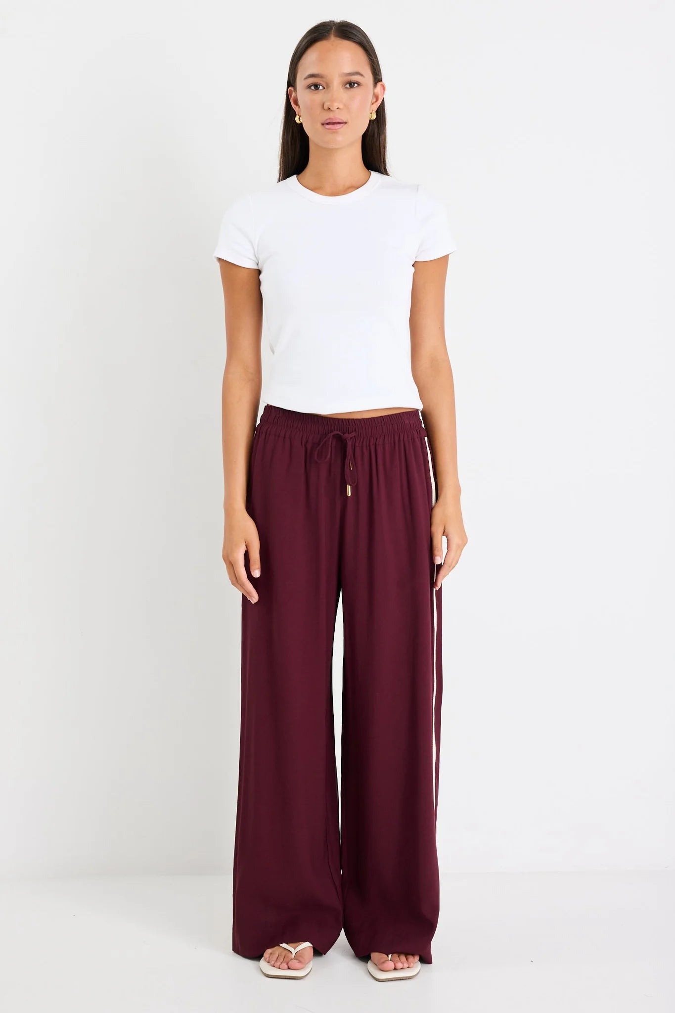 STORIES TO BE TOLD TOWNIE WIDE LEG PANTS - BURGUNDY