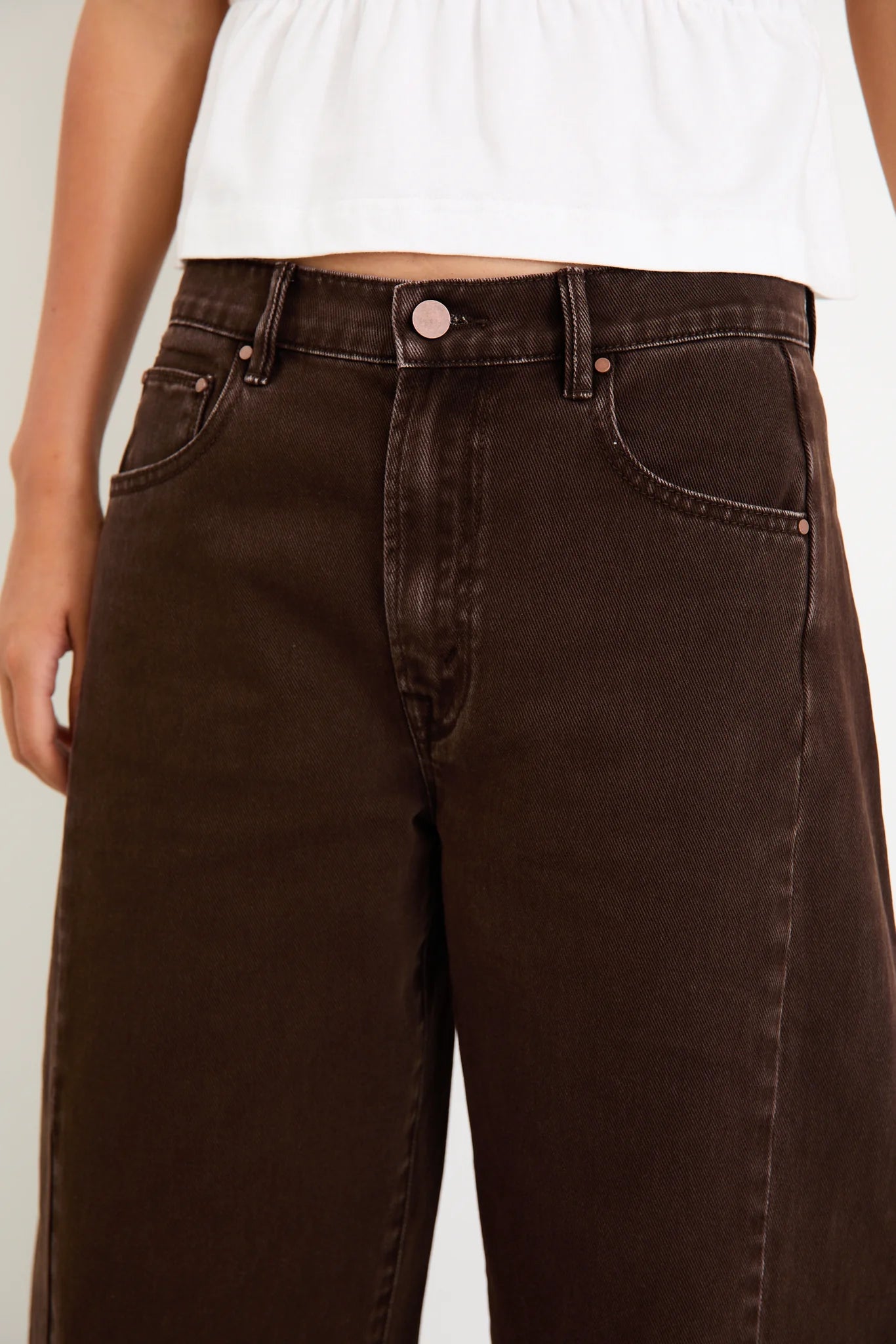AMONG THE BRAVE - VARSITY BARREL JEANS - CHOCOLATE