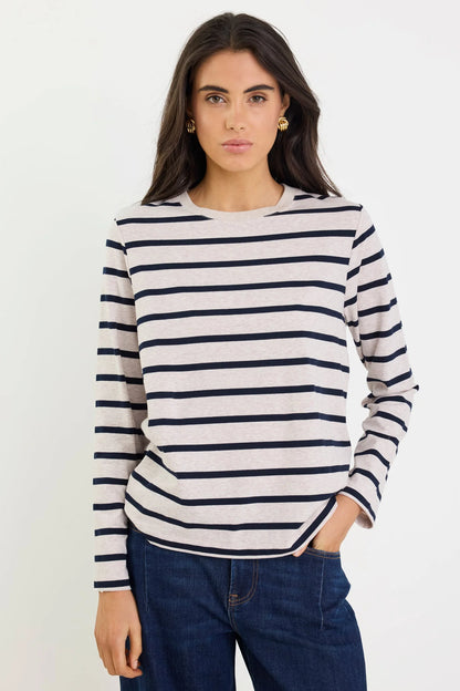 RE:UNION TETHER L/S BOXY TEE - ECRU NAVY STRIPE