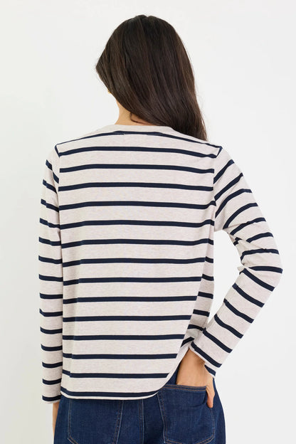 RE:UNION TETHER L/S BOXY TEE - ECRU NAVY STRIPE