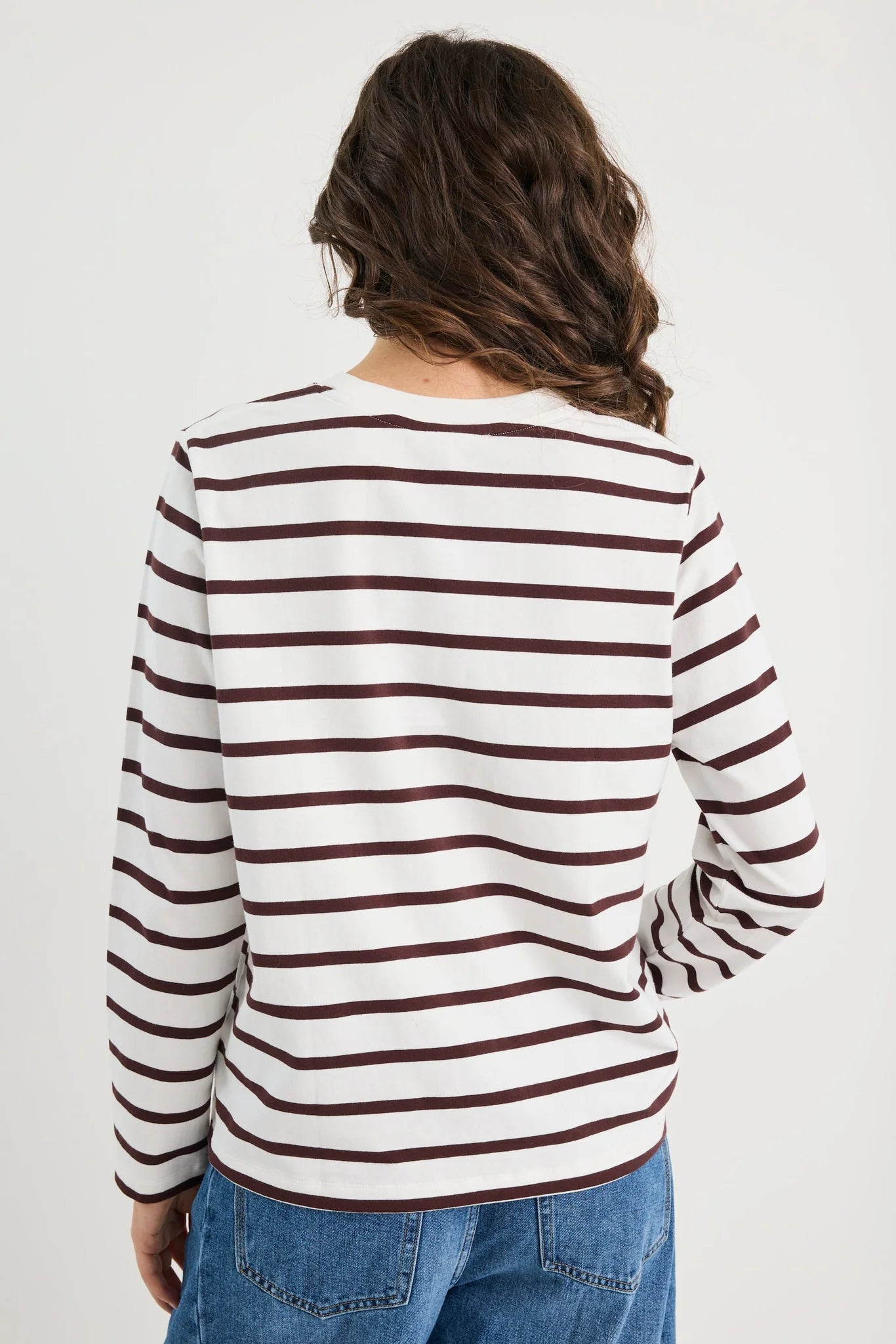 RE:UNION TETHER L/S BOXY TEE - CHOCOLATE WHITE STRIPE