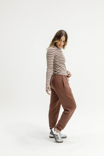 ROSE ROAD JACKSON LONG SLEEVE - COCOA STRIPES