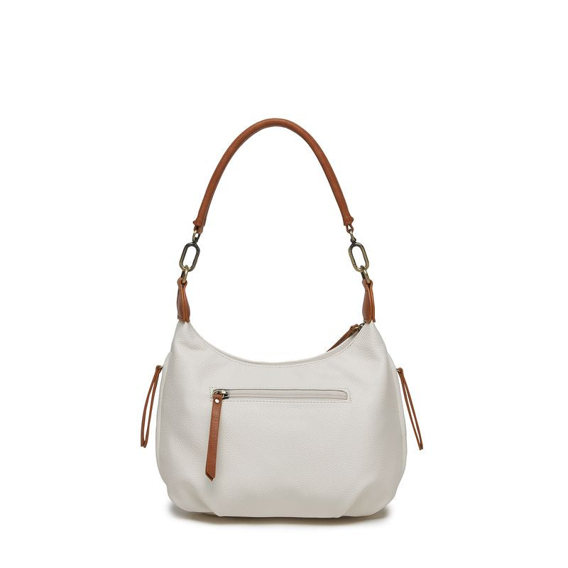 BLACK CAVIAR BAGS - CAREY SHOULDER BAG - WHITE & TAN