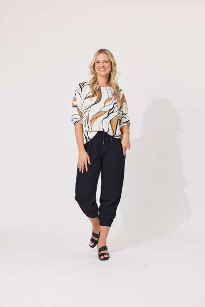 LEMON TREE DESIGN - ALESSA PRINT TOP - LEAFY WHITE