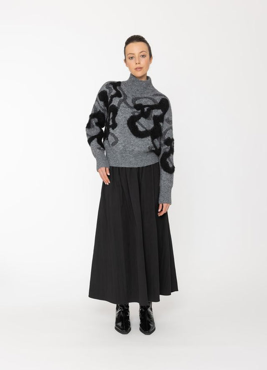 BONE & ARROW ORIS TOP - GREY + BLACK