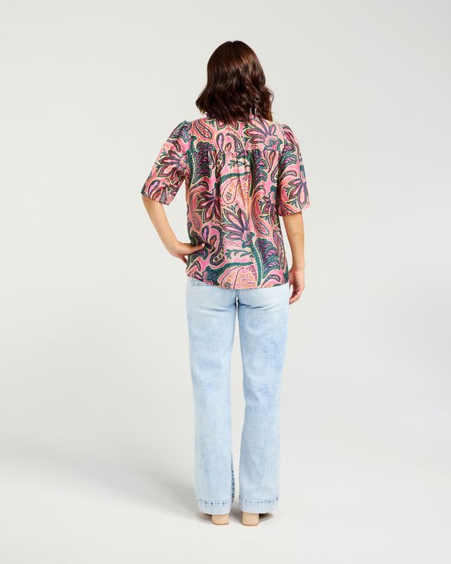 ZAFINA HAZEL TOP - PINK PAISLEY