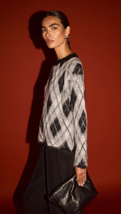 STAPLE THE LABEL CAMILLE BRUSHED JUMPER - ARGYLE