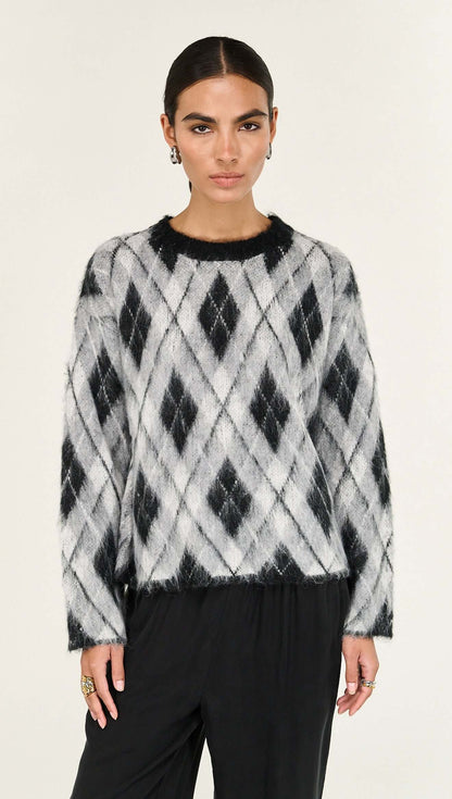 STAPLE THE LABEL CAMILLE BRUSHED JUMPER - ARGYLE