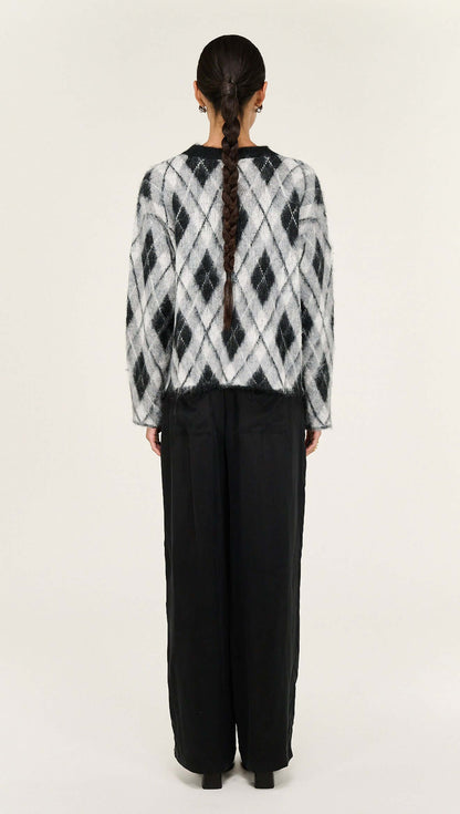 STAPLE THE LABEL CAMILLE BRUSHED JUMPER - ARGYLE