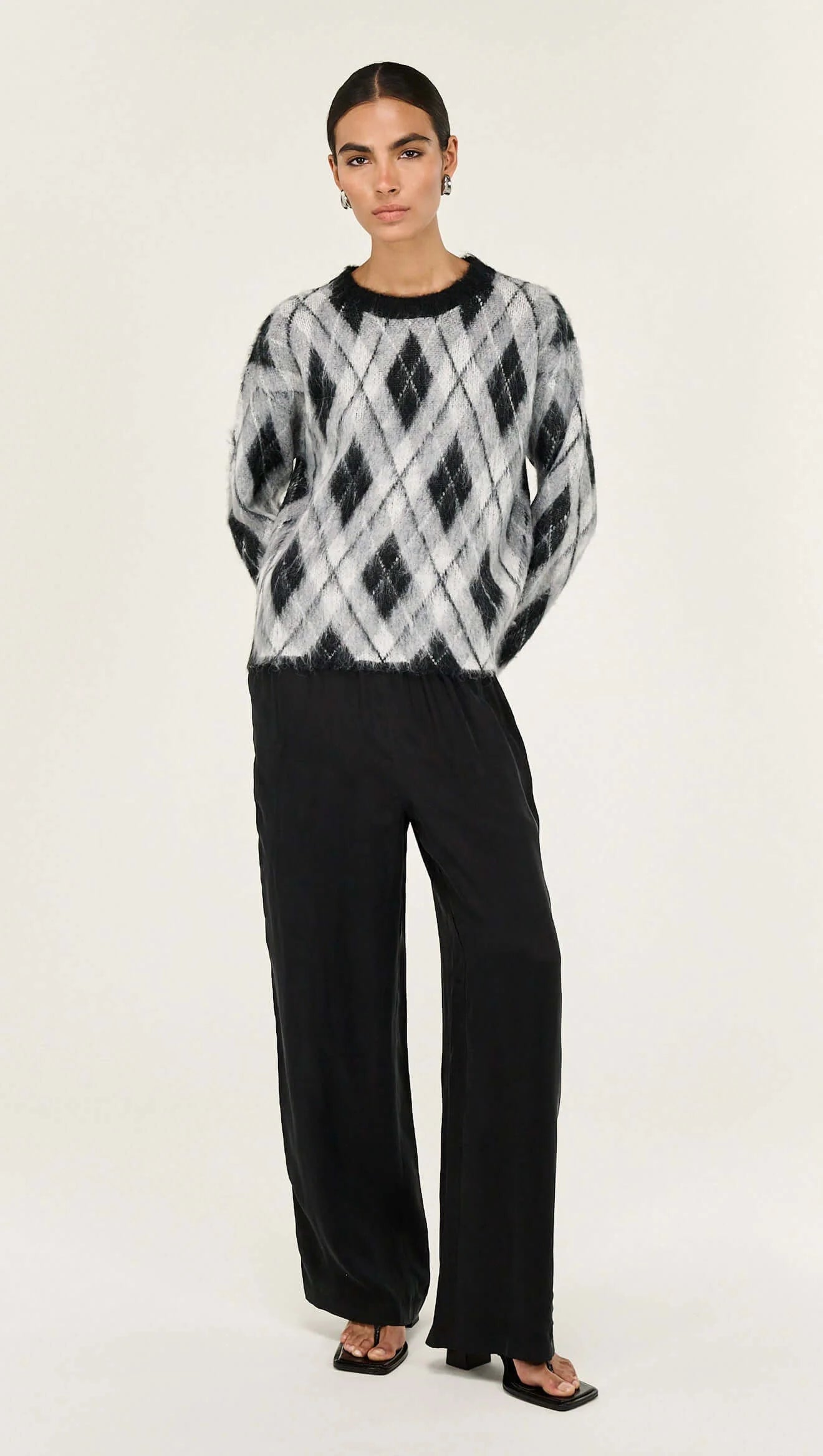 STAPLE THE LABEL CAMILLE BRUSHED JUMPER - ARGYLE