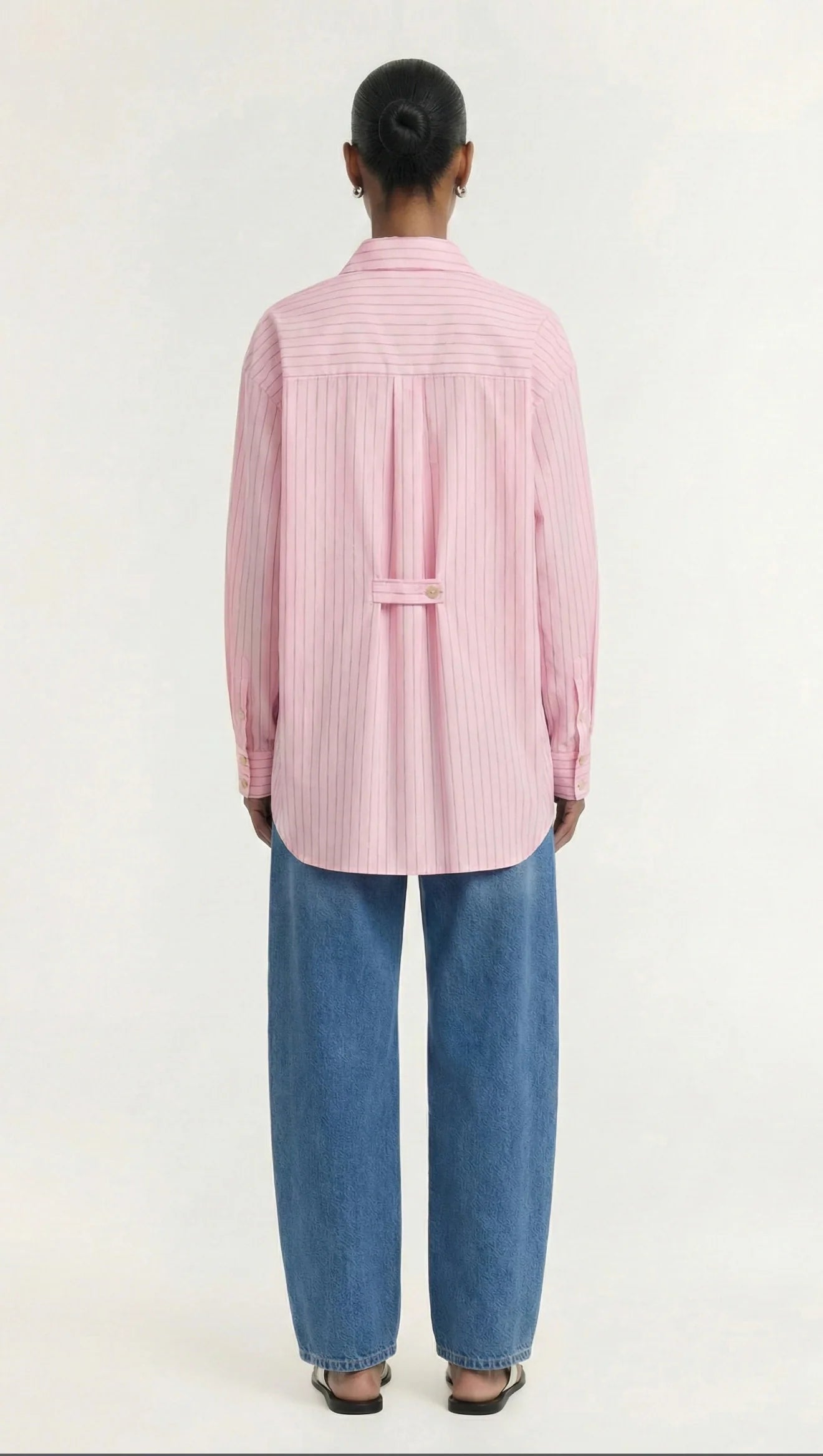 STAPLE THE LABEL KARI OVERSIZED SHIRT - PINK / WHITE STRIPE
