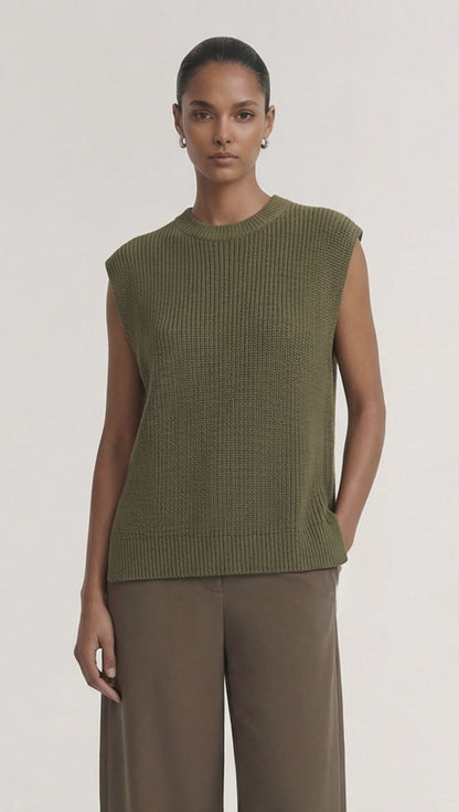 STAPLE THE LABEL ELLIS KNIT TANK - KHAKI