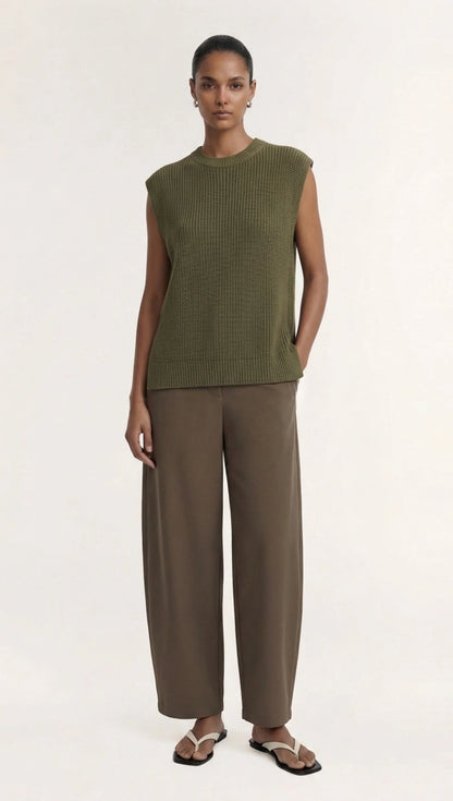 STAPLE THE LABEL ELLIS KNIT TANK - KHAKI