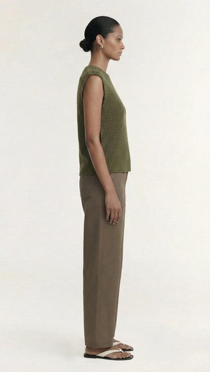 STAPLE THE LABEL ELLIS KNIT TANK - KHAKI