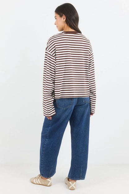 STORIES BE TOLD - UNITE L/S BINDING TEE - CHOCOLATE
