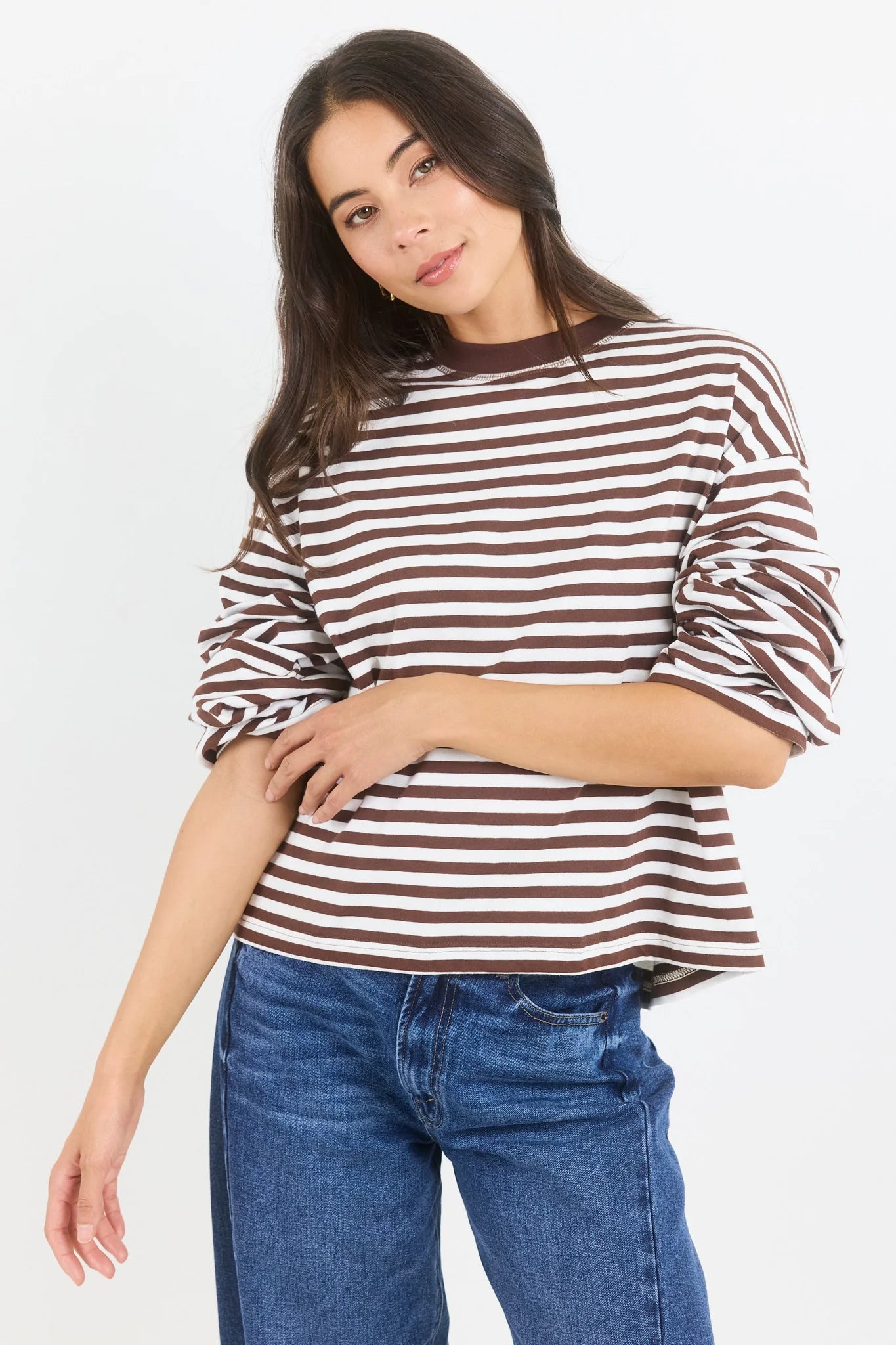 STORIES BE TOLD - UNITE L/S BINDING TEE - CHOCOLATE