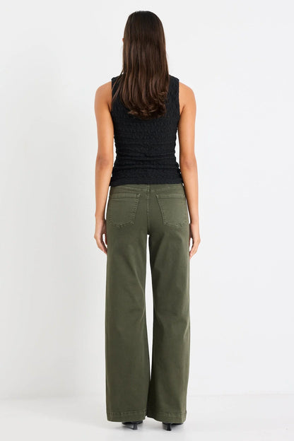 AMONG THE BRAVE - ZOEY HIGH RISE JEAN - DARK KHAKI
