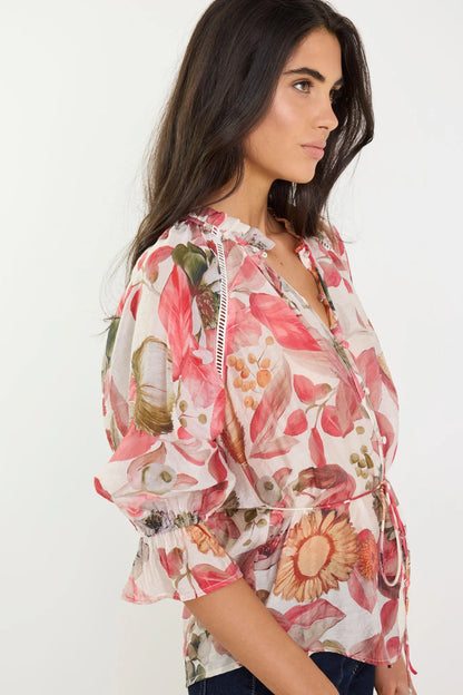 BY ROSA USHER WOODLAND TOP - BLUSH FLORAL