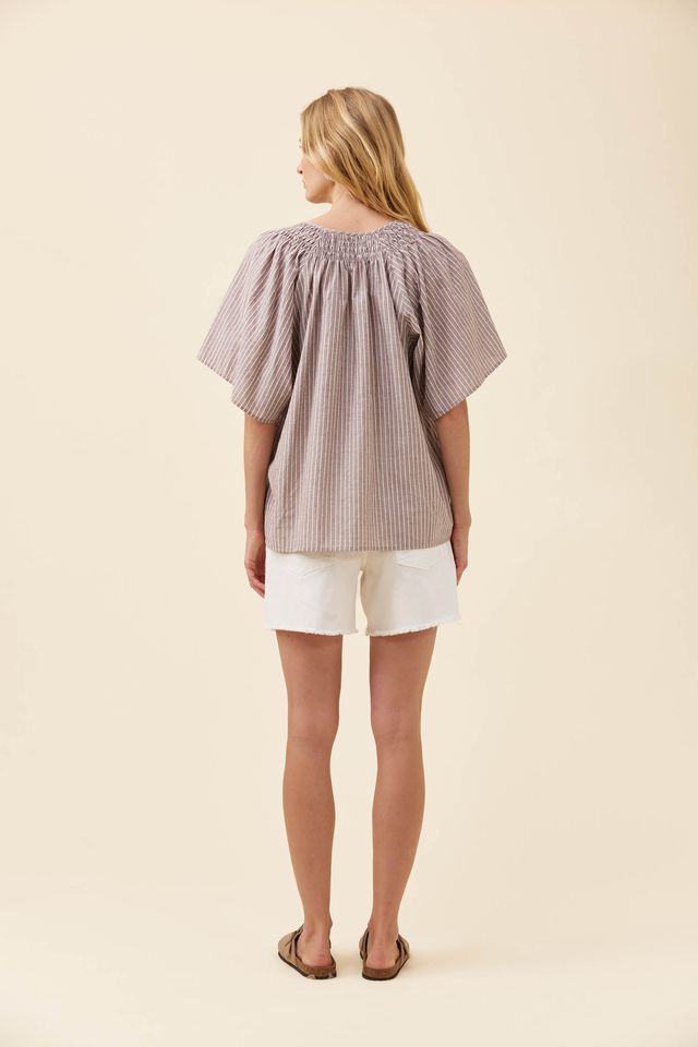 ISLE OF MINE LYNDELL SHIRRED TOP - TAUPE