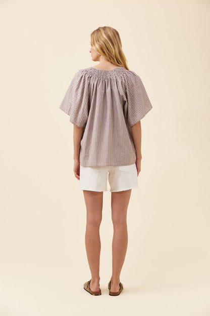 ISLE OF MINE LYNDELL SHIRRED TOP - TAUPE