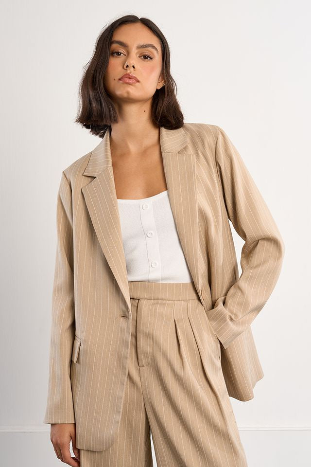 LILI SIDONIO WOVEN BLAZER - BEIGE