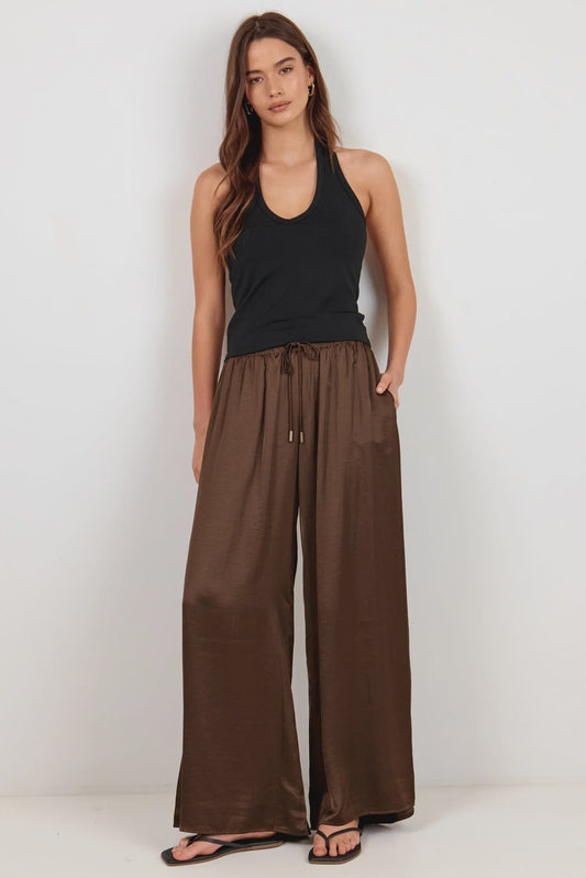 BY ROSA - CANYON SATIN PANTS - CHOCOLATE