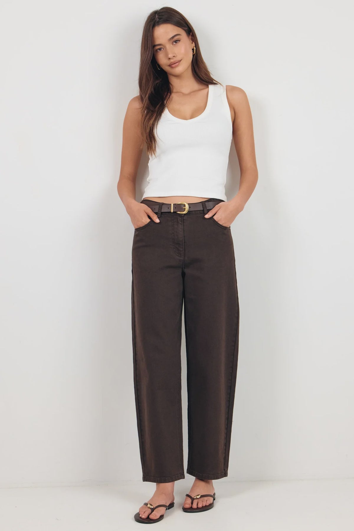 IVY & JACK -  TRADITION BARREL JEANS - DARK CHOCOLATE