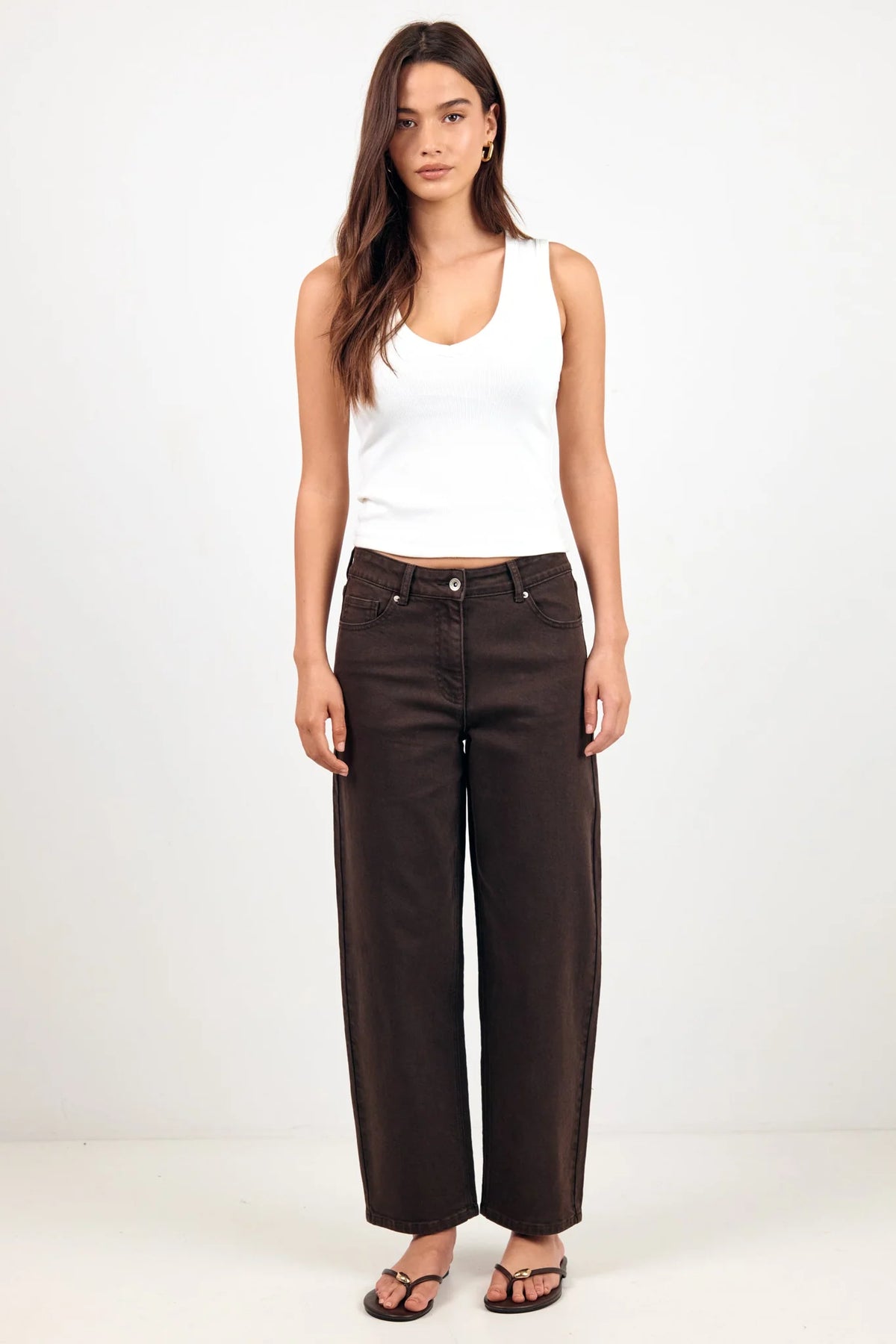 IVY & JACK -  TRADITION BARREL JEANS - DARK CHOCOLATE